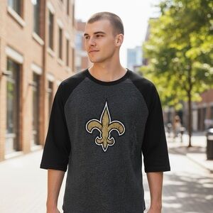NWT Majestic Threads New Orleans Saints 32 Mathieu Raglan Cut Shirt